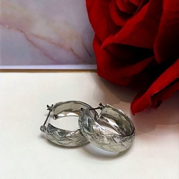 silver tone vintage steel hoops - Picture 1 of 5